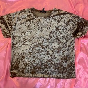 Forever 21 Velvet Oversized Cropped Shirt